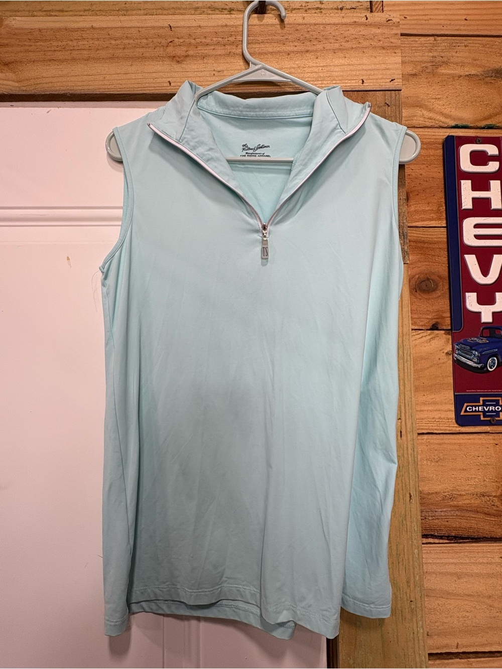 The Tailored Sportsman Mint Blue Sleeveless Quarter-Zip Top